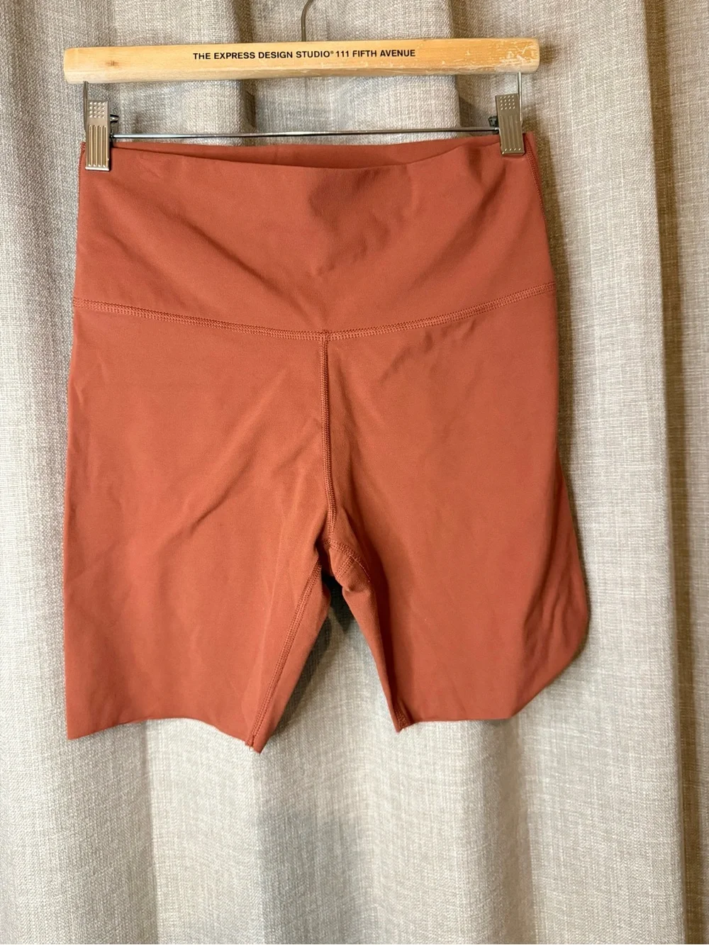 Nike Yoga Dri-FIT High Rise Leggings Altered to Biker Length Rust Orange L